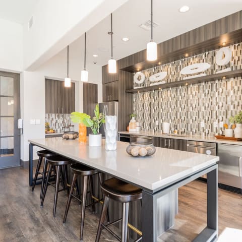 Clubhouse kitchen with island seating 