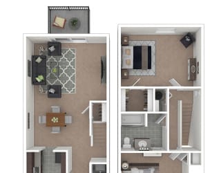 Carriage Park Apartments 2BD 1.5BA TH Floor Plan