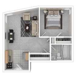 Capital Plaza Apartments One Bedroom 540 Floor Plan