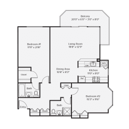 2 bed 2 bath at 10 West Apartments, Long Beach, New York