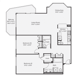 2 bed 2 bath B at 10 West Apartments, New York