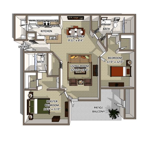 Floorplan at The Resort At Lake Crossing  Apartments, PRG Real Estate, Lexington