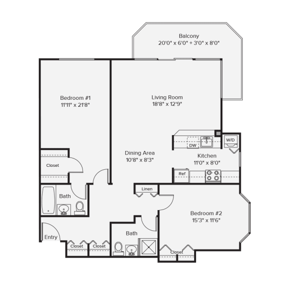 2 bed 2 bath at 10 West Apartments, Long Beach, New York