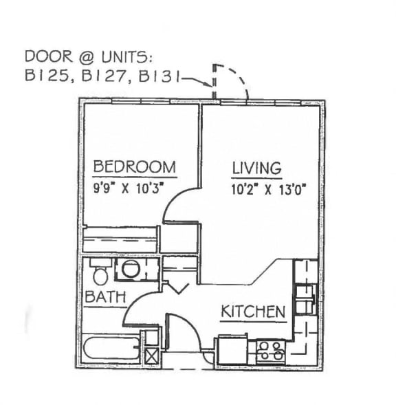 1x1 bedroom floor plan  l Blakely Echo Lake