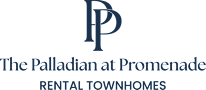 A logo with the text 'The Palladian at Promenade RENTAL TOWNHOMES'.