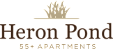 The image is a logo for Heron Pond with 55+ apartments.