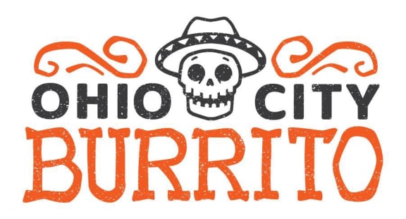 a skull wearing a hat with the words ohio city burrito