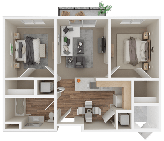 Floor Plan  2 bed 1 bath D at VINTAGE AT MOUNT VERNON Apartments, Mt. Vernon