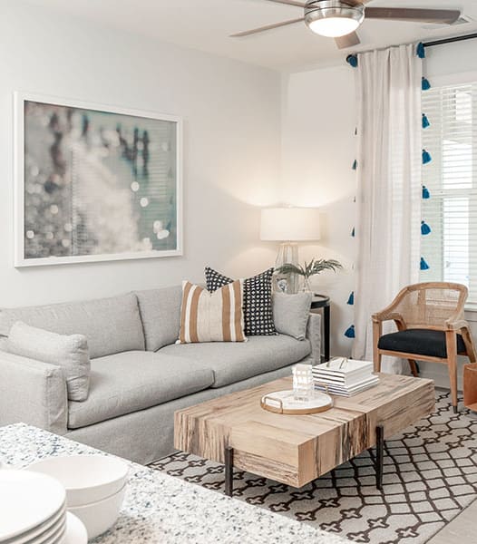 Living Room with Ceiling Fan