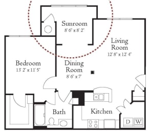 1 bedroom apartment with sunroom in manassas