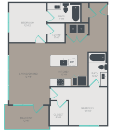 B2 Floor Plan at Link Apartments® Glenwood South, North Carolina