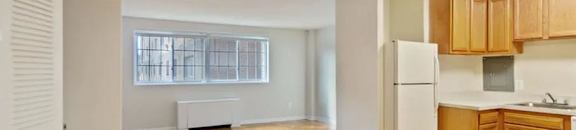 1B Kitchen and Living Room, View from Foyer