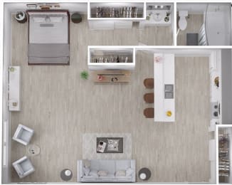 Studio Floor Plan with 500 Sq. Ft. at Veranda La Mesa, California, 91942