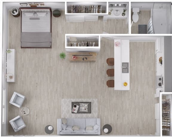 Studio Floor Plan with 500 Sq. Ft. at Veranda La Mesa, California, 91942