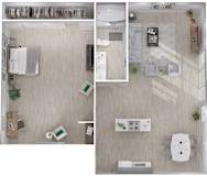 1 Bedroom Floor Plan with 650 Sq. Ft. at Veranda La Mesa, La Mesa, CA, 91942