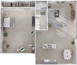 1 Bedroom Floor Plan with 650 Sq. Ft. at Veranda La Mesa, La Mesa, CA, 91942