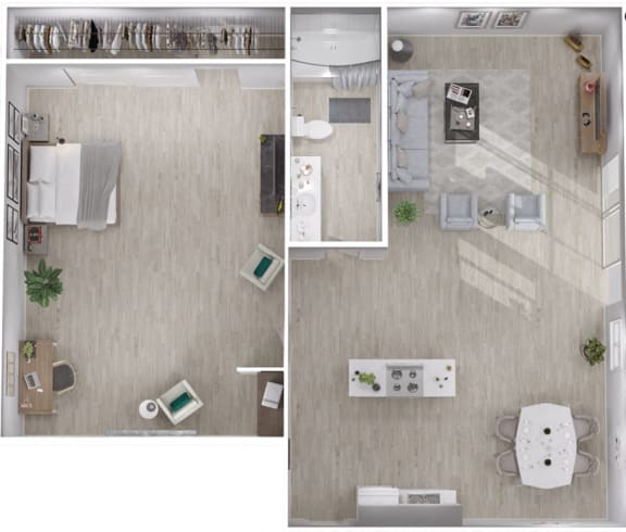 1 Bedroom Floor Plan with 650 Sq. Ft. at Veranda La Mesa, La Mesa, CA, 91942