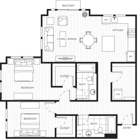 Lux Apartments Floor Plan Two Bedroom Two Bathroom F