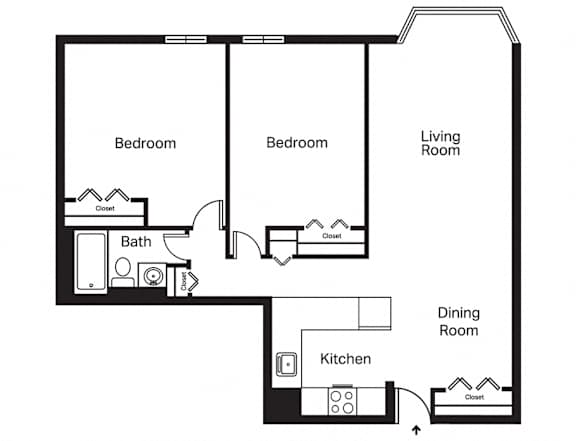 Channel Square Apartments 2 Bedroom Highrise Floor Plan