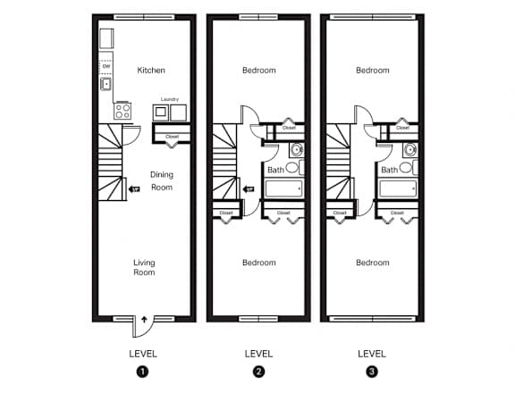 Channel Square Apartments 4 Bedroom Townhome Floor Plan