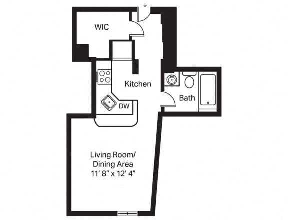 Channel Square Apartments Studio Floor Plan