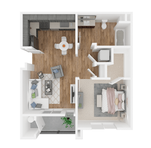 Floor Plan  One bedroom One bathroom 3D floor plan at SKY MOUNTAIN BY VINTAGE, Nevada