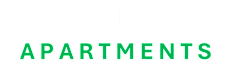 The image displays the words "SHERIDAN APARTMENTS" in large green letters.