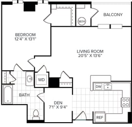 Cambridge Floor Plan at Wentworth Apartment Homes, North Bethesda