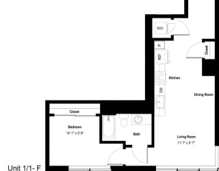 The Danforth Apartments 1x1F Floor Plan