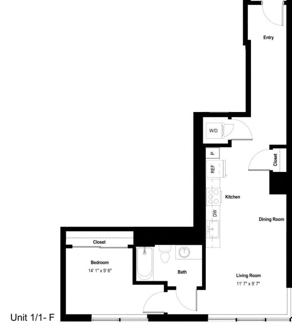The Danforth Apartments 1x1F Floor Plan