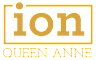 A black and gold logo with the word "ion" in the center and "QUEEN ANNE" below it.