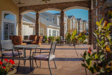 Exterior Patio Stone Gate Apartments in Spring Lake NC