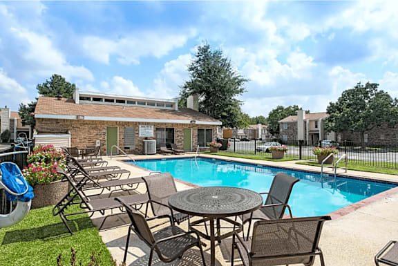 Poolside Relaxation Area at Lifestyle at Shreveport Apartments, Shreveport