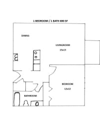  Floor Plan 1 Bedroom 1 Bathroom