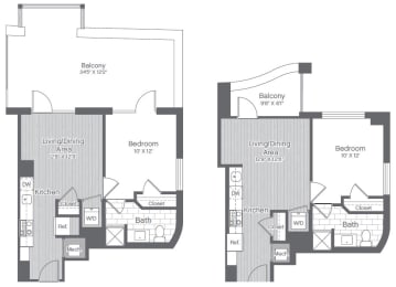  Floor Plan 1 Bed/1 Bath-A3