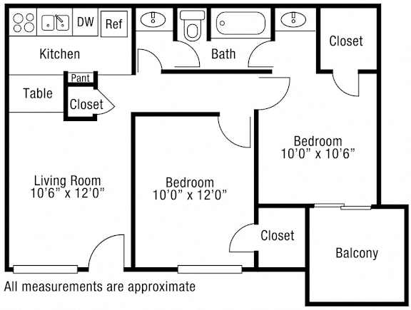 Floor Plan  2 Bed 1 Bath