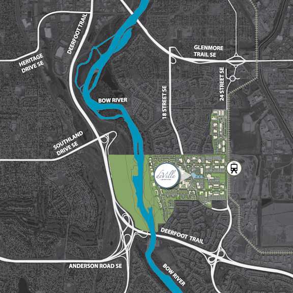 A map of a city with a green area in the center.
