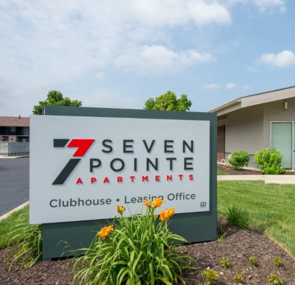 Welcoming Signage at 7 Pointe Apartments, Indianapolis, 46205