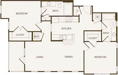  Floor Plan 2-Bed, 2-Bath, Apartment (Affordable)