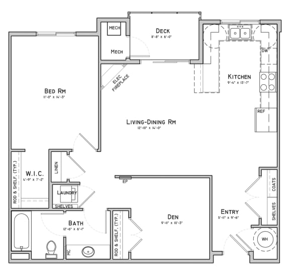 Unit B3-Bent Building-1 bedroom apartment with den at 360 at Jordan West best new apartments West Des Moines IA 50266