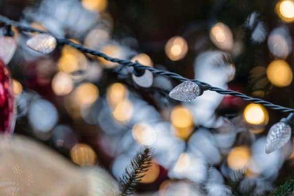 White Christmas Lights at Mirabella Apartments, 40300 Washington Street, CA