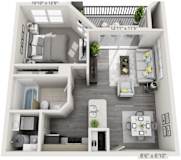 1 Bed 1 Bath Floor Plan | 736 Sq. Ft. at The Citizen at Shirlington Village, Arlington