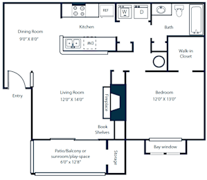 Southpark Commons A3 Floor Plan 1 Bedroom 1 Bath