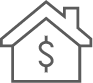 A house with a dollar sign in the center.