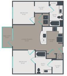 B1-HC Floor Plan at Link Apartments® Glenwood South, Raleigh, 27603