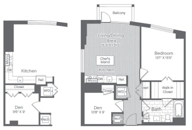  Floor Plan 1 Bed/1 Bath Den-B5A