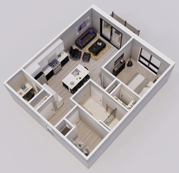 a floor plan of a two bedroom apartment with a living room and dining room