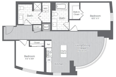  Floor Plan 2 Bed/2 Bath-B9