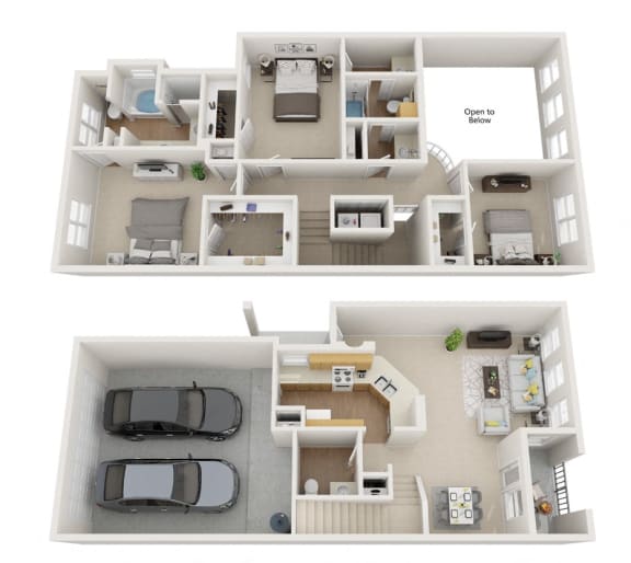 3 bedroom floor plan | Summerwind Apartment Homes Pearland TX