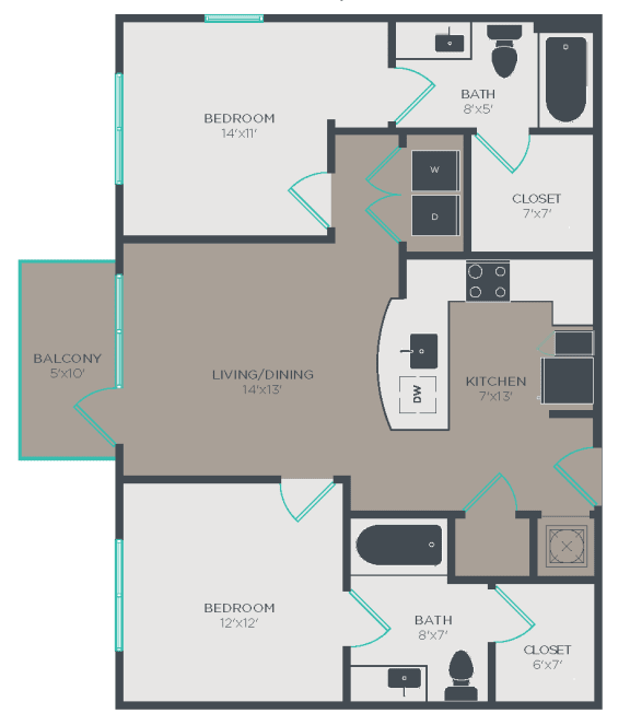 B1-M2 Floor Plan at Link Apartments® Glenwood South, Raleigh
